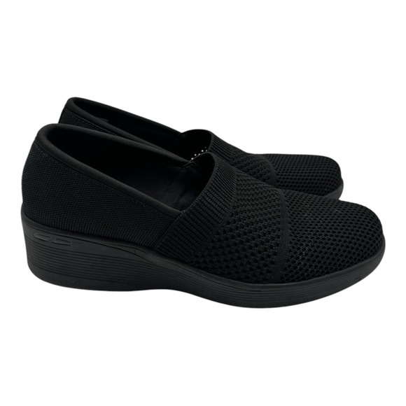 Skechers Pier Lite Wow Factor Shoes Womens 11 Black Slip‎ On Wedge Mesh 158410 - Picture 1 of 10
